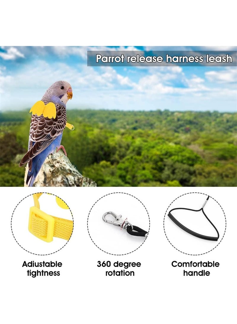 Bird Training Leash, Adjustable Parrot Flying Strap Rope Universal Flying Traction Lead Durable Outing Gadget Outdoor Training Toy for Birds, Parrot, Cockatiel, Parakeet, Lory, 1 Pcs (Yellow) - Image 2